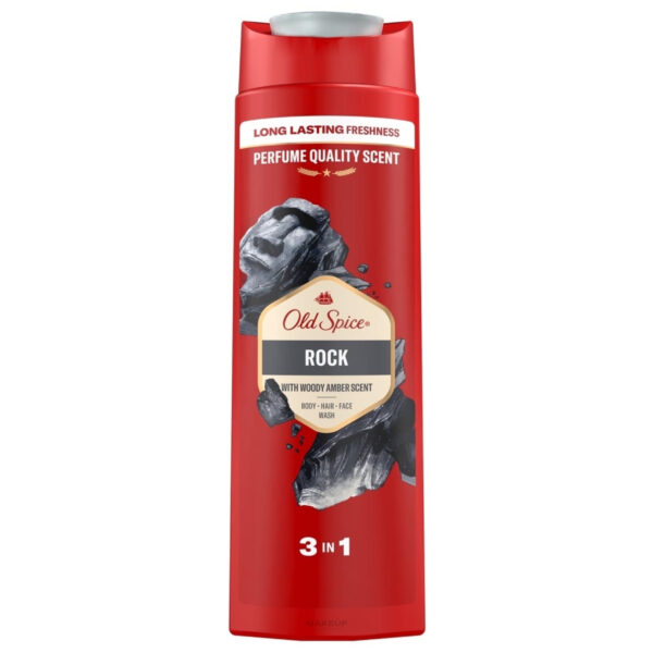 شامپو سه کاره سر، بدن و صورت اولد اسپایس مدل Rock با رایحه چوب و کهربا 400ml Old Spice Rock 3 in 1 Wash