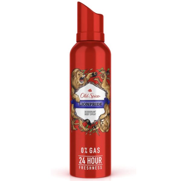 اسپری ضدتعریق بدون گاز بدن اولد اسپایس مدل LIONPRIDE با رایحه وانیل و چوب 140ml Old Spice lionpride Body Spray
