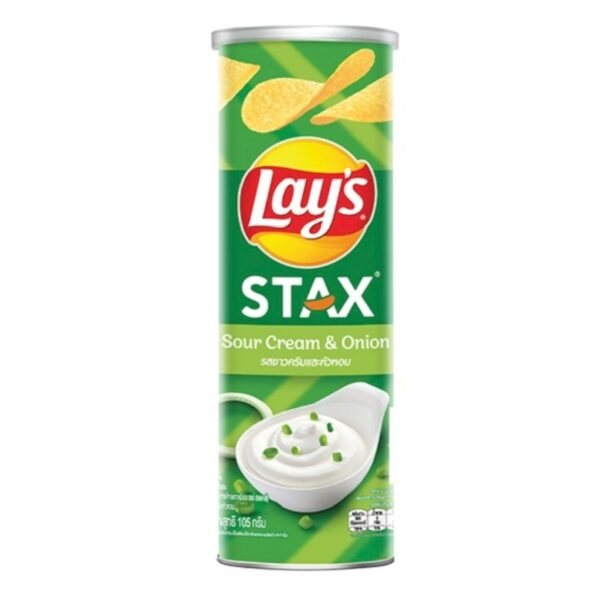 چیپس لیز با طعم خامه ترش و پیاز 104g LAYS STAX SOUR CREAM & ONION