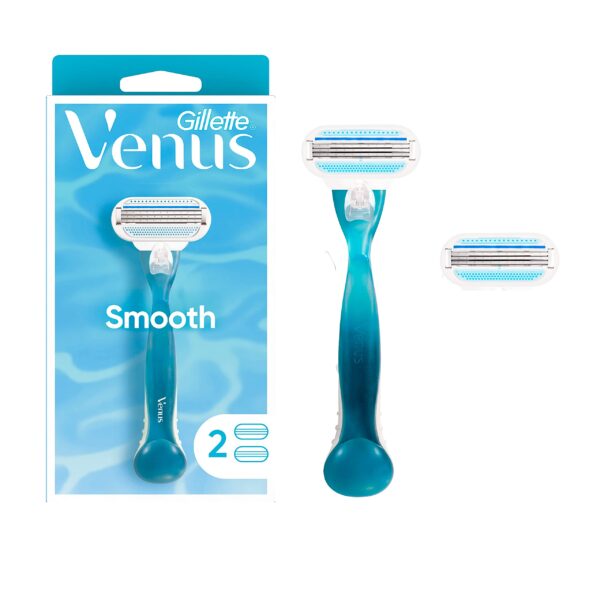 ژیلت 3 تیغ ونوس دو عدد یدک با دسته فلزی ضد زنگ کامفورت گلاید مدل VENUS SMOOTH