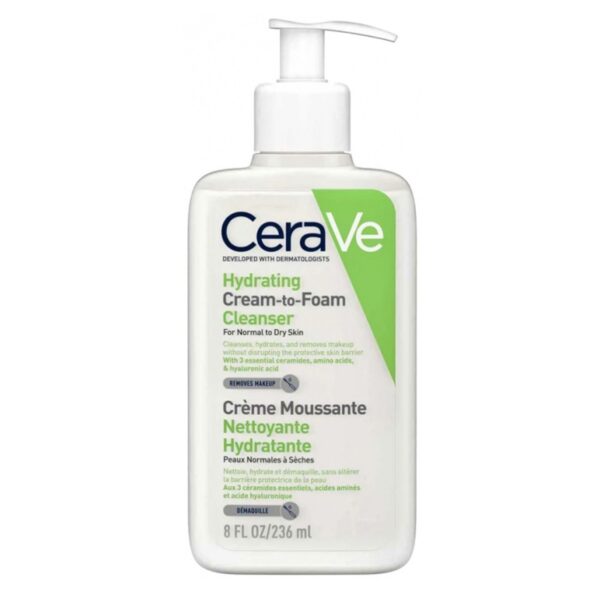 فوم شوینده سراوی آبرسان و مرطوب کننده عمقی پوست 236ml CERAVE Hydrating Cream-to-Foam Cleanser