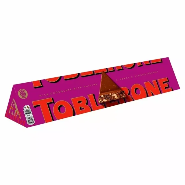 شکلات تابلرون TOBLERONE مدل شکلات عسل بادام و کشمش 100g