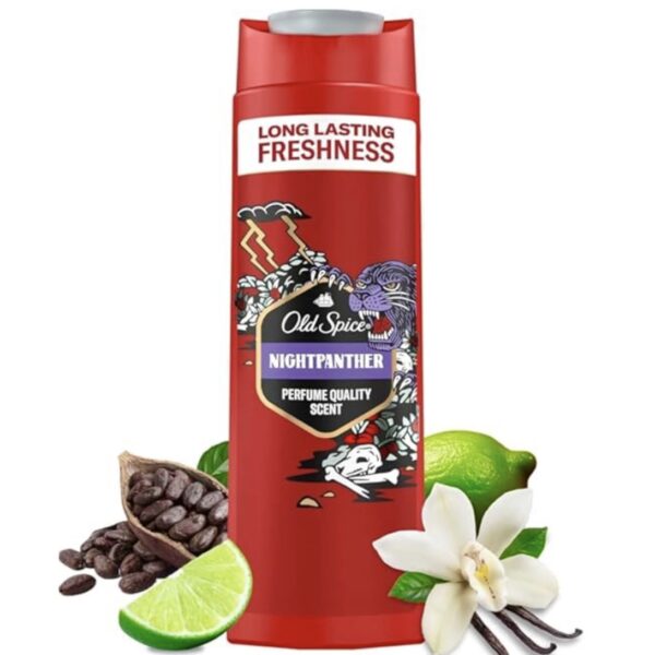 شامپو سه کاره سر، بدن و صورت اولد اسپایس مدل Night Panther با رایحه مرکبات و وانیل 400ml Old Spice Night Panther 3 in 1 Wash