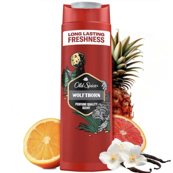 شامپو سه کاره سر، بدن و صورت اولد اسپایس مدل wolfthorn با رایحه مرکبات وحشی400ml Old Spice wolfthorn Hair & Body Wash
