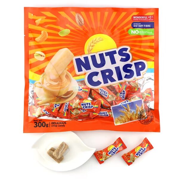 پک آبنبات تافی آجیلی بدون کالری برند NUTS CRISP