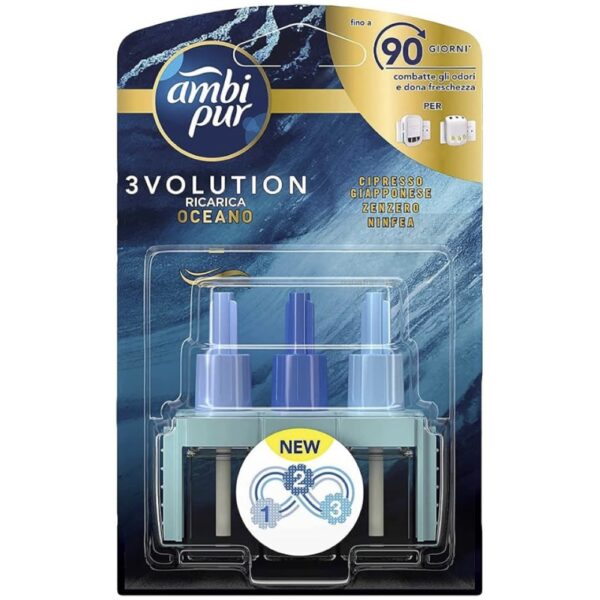 کارتریج خوشبو کننده هوای Ambi Pur 3Volution با عطر اقیانوس فبریز(فیبریز)- ماندگاری ۹۰ روزه