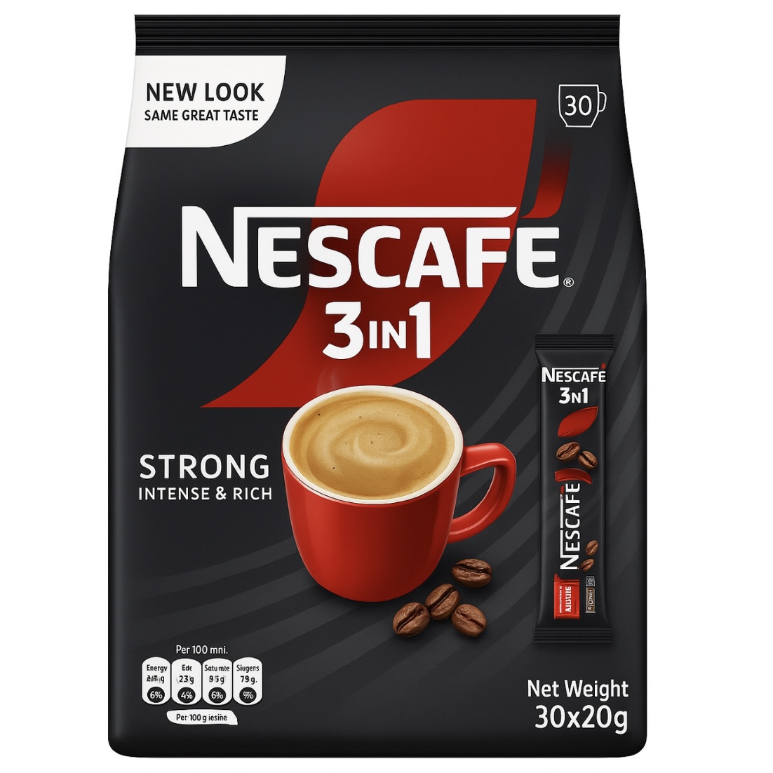 نسكافه فوری 3 در 1 استرانگ NESCAFE(بسته ۳۰ عددی) نسكافه فوری 3 در 1 استرانگ NESCAFE(بسته 30 عددی) - تصویر 1