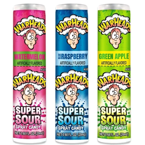 Warheads Super Sour Spray Candy 3-Pack (Watermelon, Blue Raspberry, Green Apple)