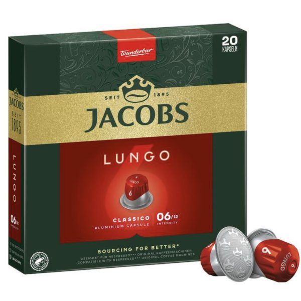 Jacobs Lungo Congo Classico Aluminium Coffee Capsules 20 pcs