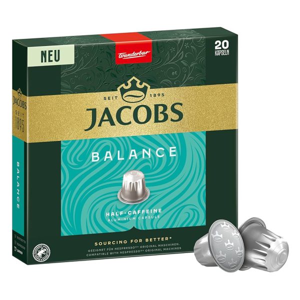Jacobs Balance Half-Caffeine Aluminium Coffee Capsules – 20 pcs