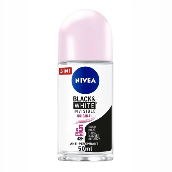 مام رولی مینی نیوا مدل Nivea Black & White Invisible Original Roll-On مام رولی مینی نیوا مدل Nivea Black & White Invisible Original Roll-On
