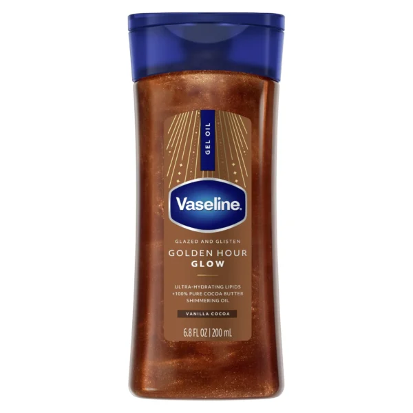 روغن شیمر بدن وازلین گلدن آور گلو وانیل و کاکائو Vaseline Golden Hour Glow Shimmer Body Oil