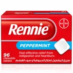 قرص جویدنی ضد اسید معده رنی Rennie با طعم نعنا ۹۶ عددی